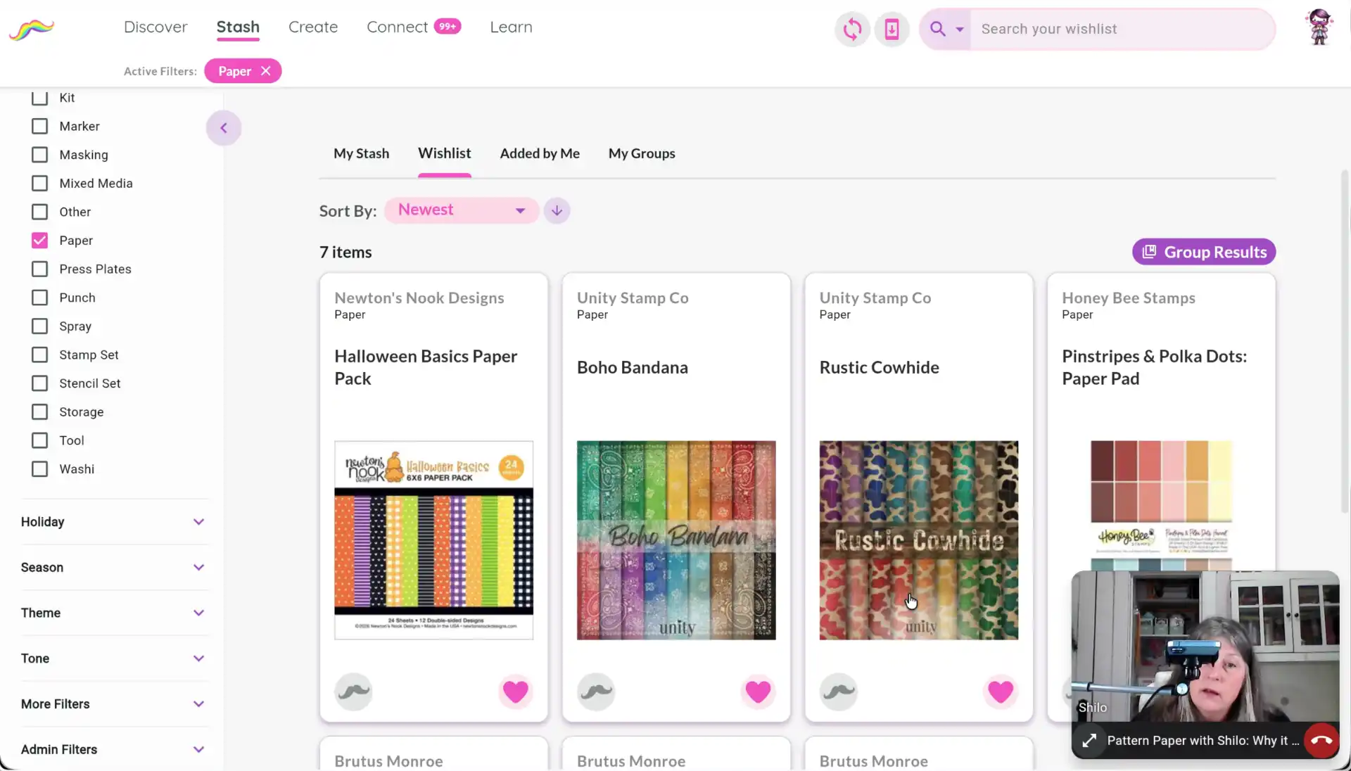 MustStash stash and wishlist beside a live crafting session