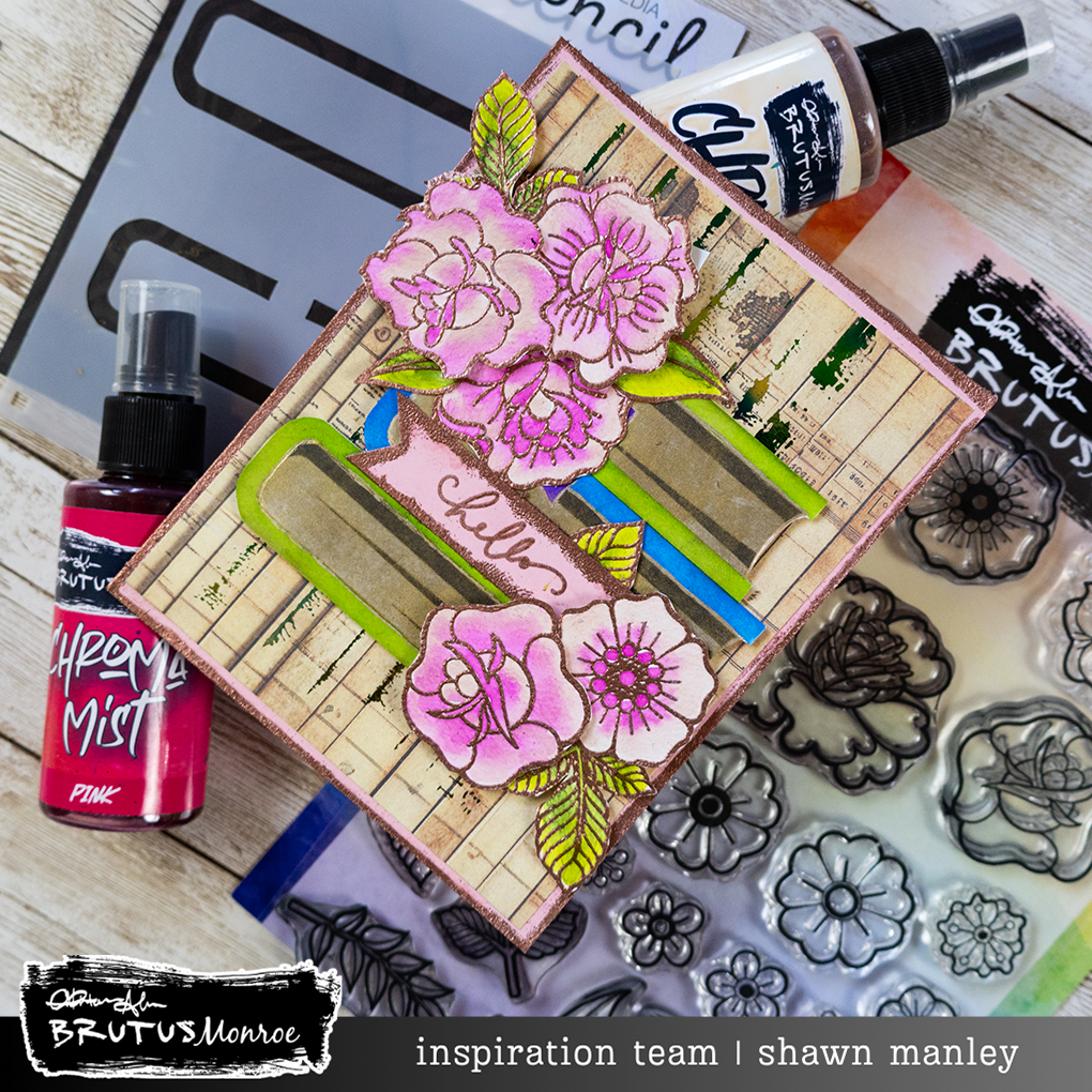 Stacked Books Inked Floral