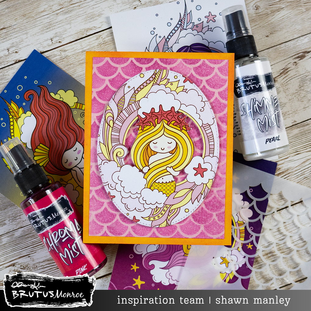 Pink Scaled Mermaid Card Panel