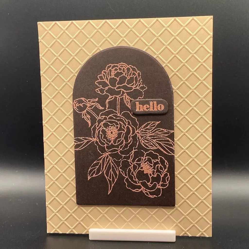 Delicate Dahlias on dark brown arch