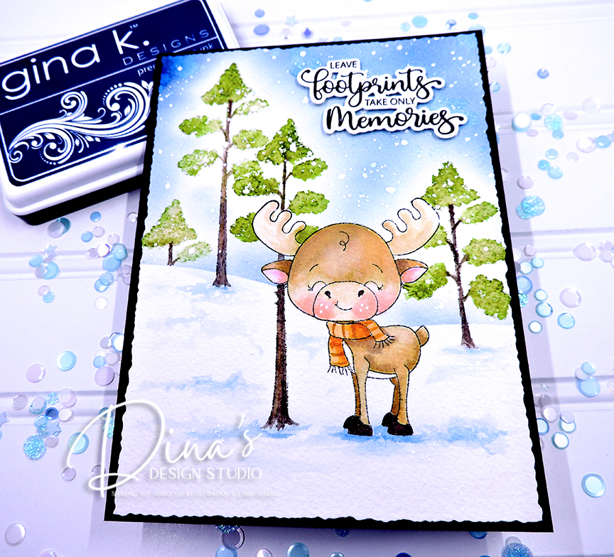 Leave Footprints Winter Watercolor Moose