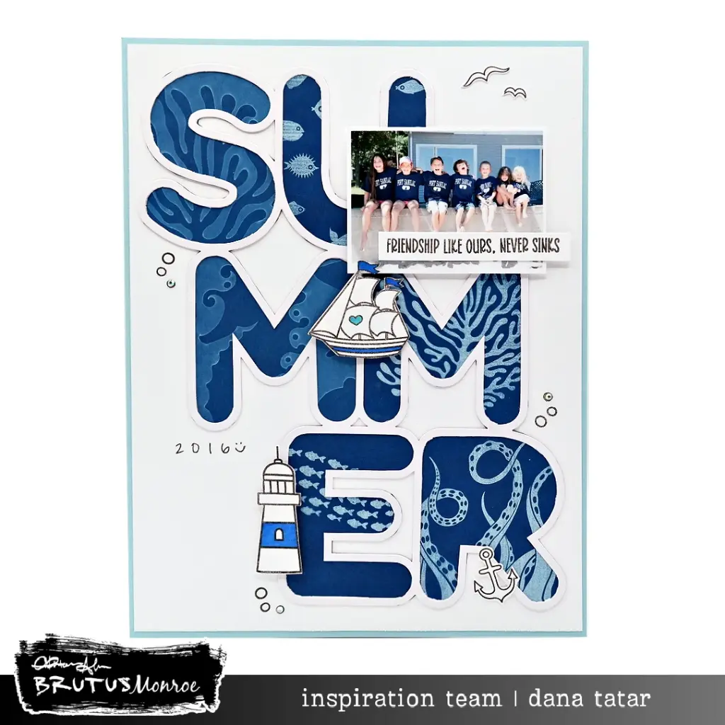 Summer Cyanotype Scrapbook Layout