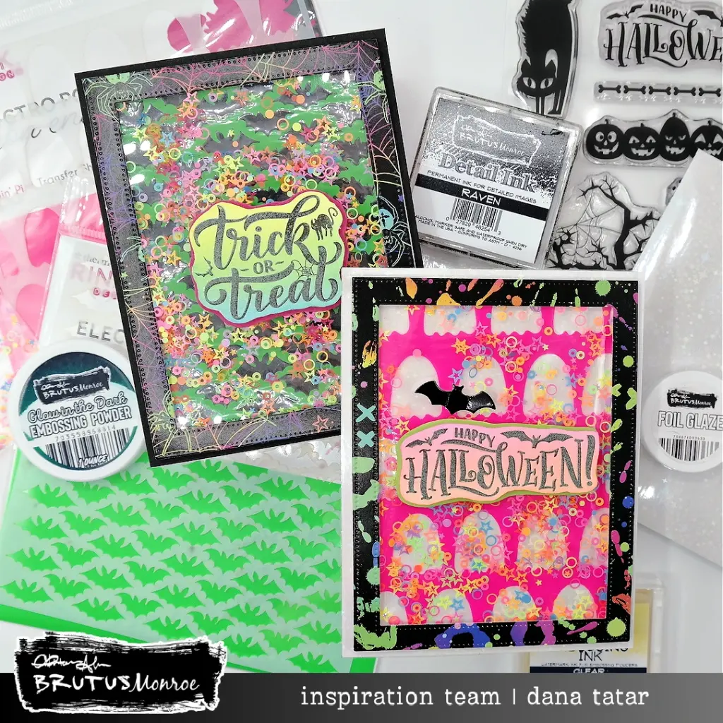 Halloween Glow Neon Shaker Card Set