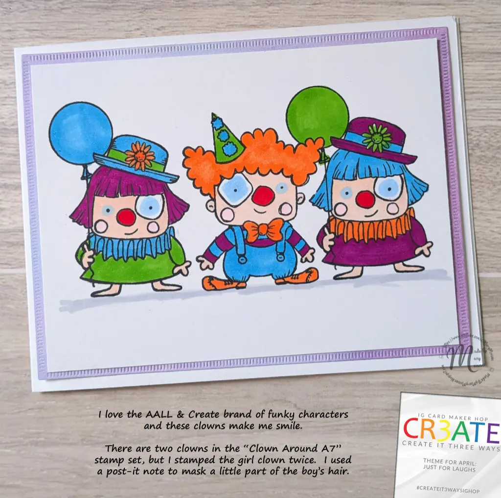3 Clowns -  AALL & Create Clown Around A7 stamp set