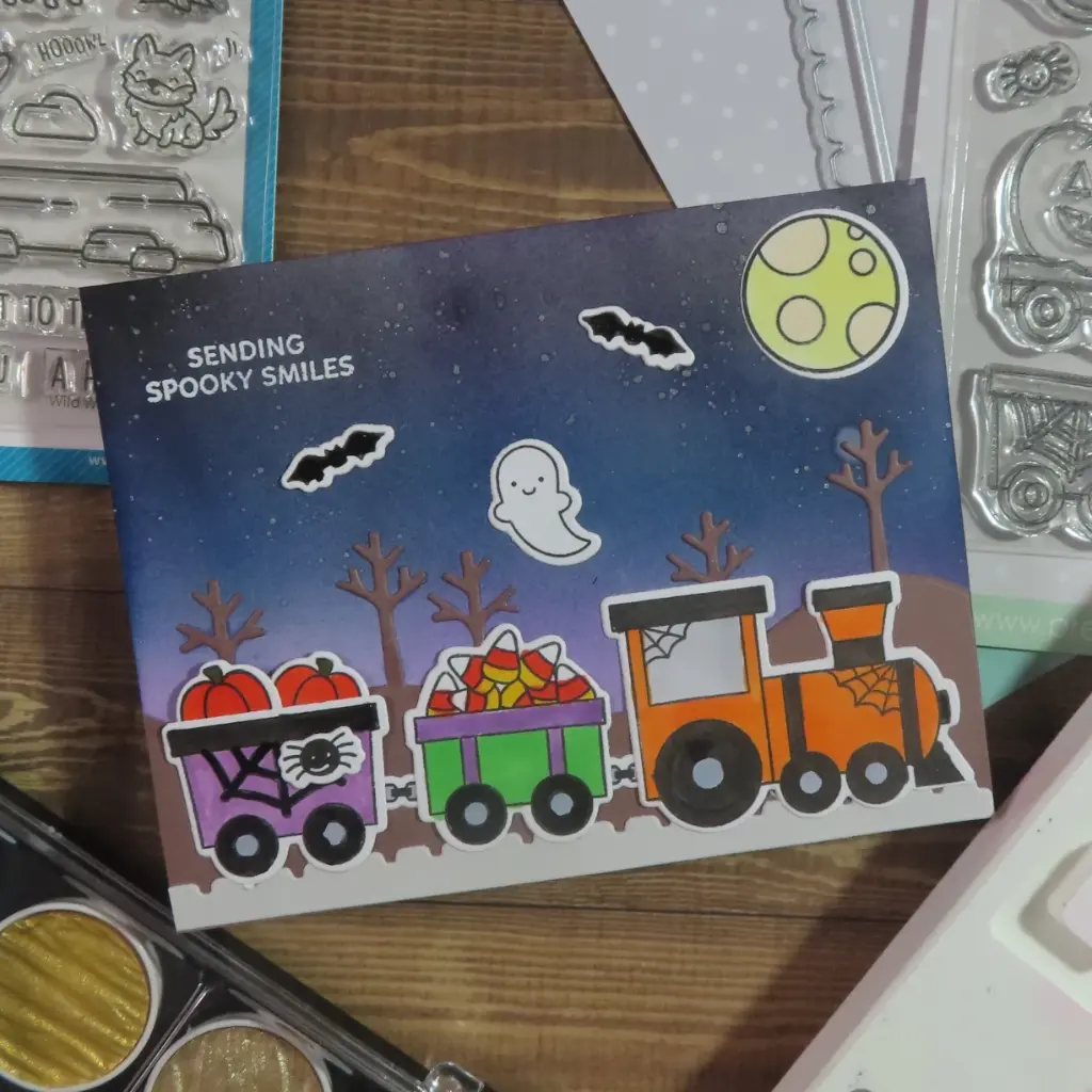 Sending Spooky Smiles Super Cute Halloween Train Card