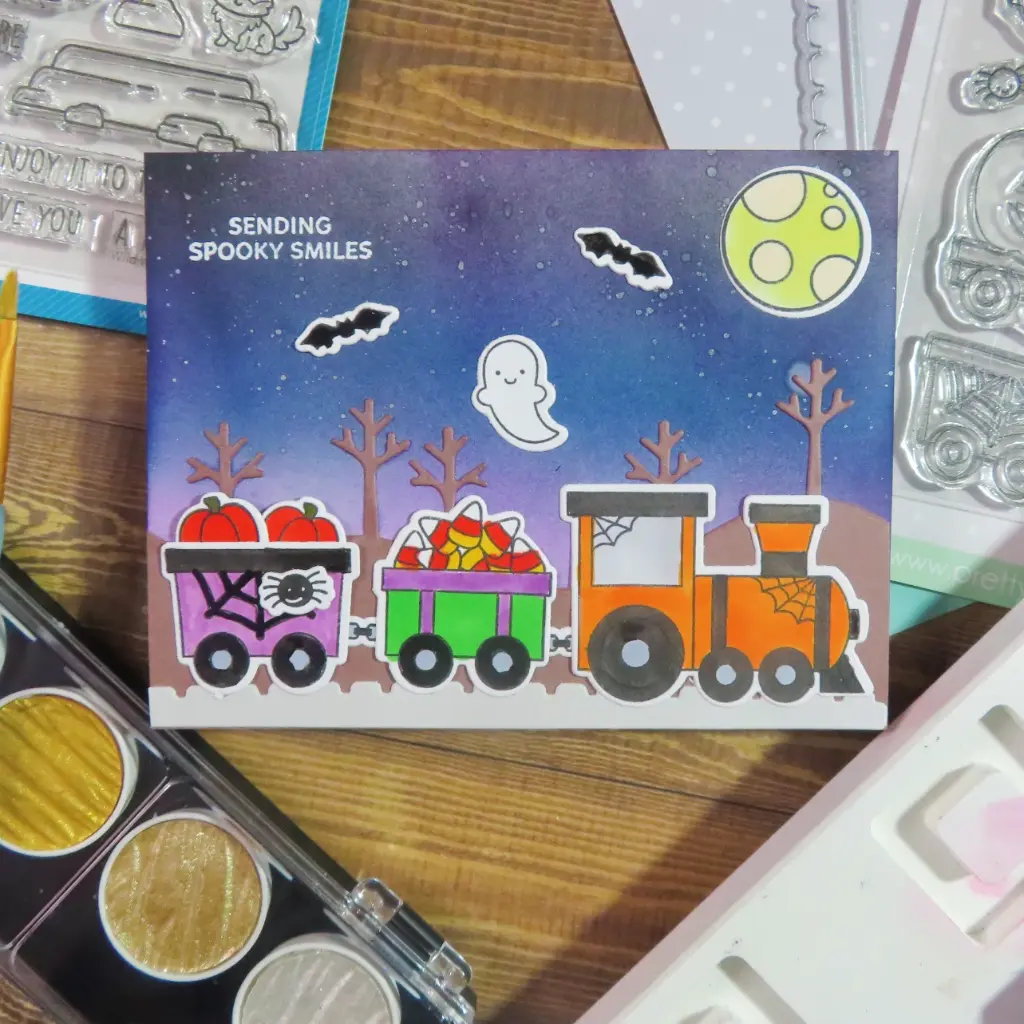 Sending Spooky Smiles Super Cute Halloween Train Card
