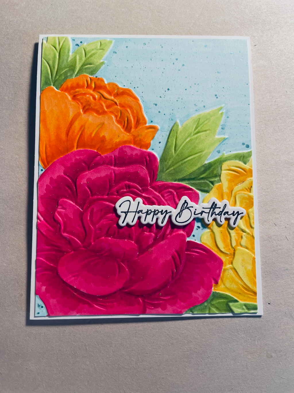 Copic colored 3-d embossing