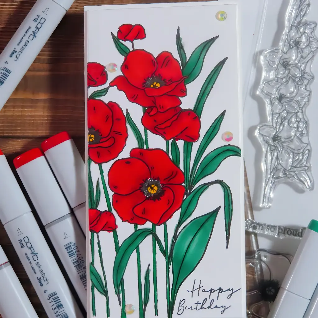 Clean and Simple Gina K Designs Poppy Garden Mini Slimline Card — photo 1 of 1