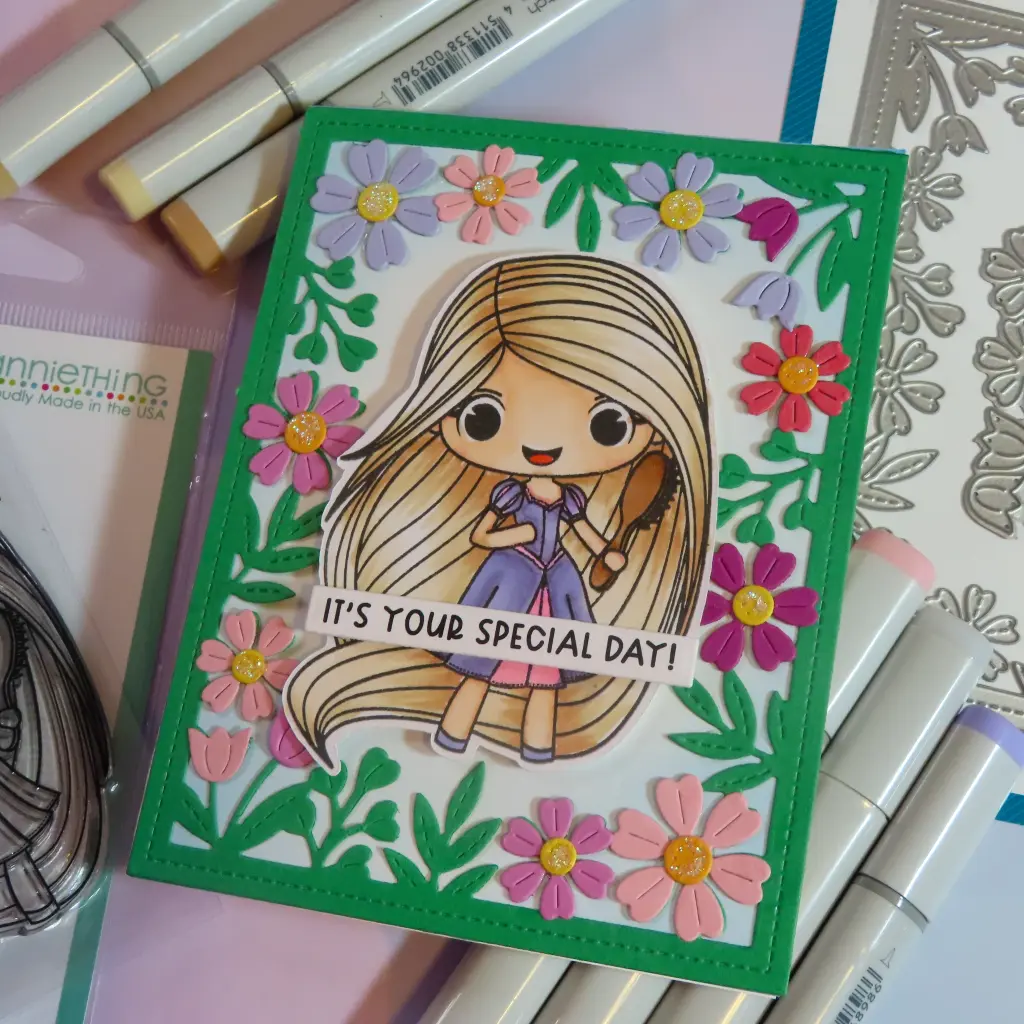 Princess Floral Frame Birthday Card — photo 1 of 2