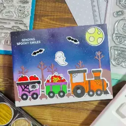 Sending Spooky Smiles Super Cute Halloween Train Card
